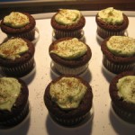 Chocolate Souffle Cupcakes with Mint Cream